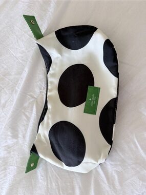 kate spade Black & White Large Polka Dot Cosmetic Case with Green Accents